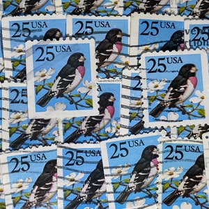 Stamp Art, Robin, Pássaros, 25 centavos, EUA, selos usados