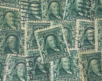 Stamp Art, Ben Franklin, 1908, 25 used stamps