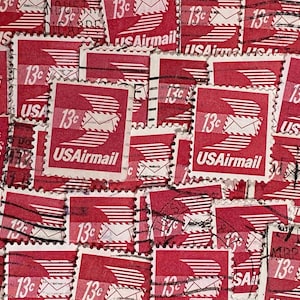 Stamp Art, rood, U.S. Air Mail, 13 cent, VS, gebruikte postzegels