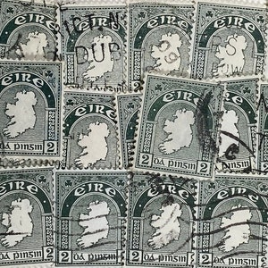 Stamp Art, grün, Landkarte Irland 2 Cent, Irland, gebrauchte Briefmarken