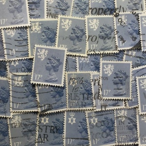 Stamp Art, grijsblauw, koningin Elizabeth II, Machin, Groot-Brittannië, regionaal, gebruikte postzegels, 17p