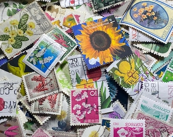 Vintage Topical Flower Stamps - 50 Different Stamps 1960's - 1990's