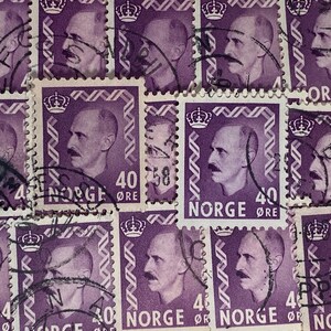 Stamp Art, Viola, Re Haakon VII, 40 Ore, Norvegia, francobolli usati