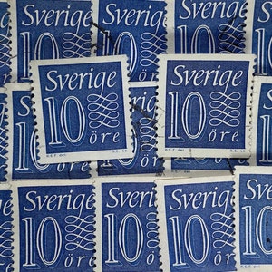 Stamp Art, Azul, Símbolo infinito, 10 Ore, Suecia, sellos usados