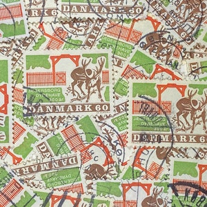 Stamp Art, Renna, .60 Ore, Danimarca, francobolli usati di grandi dimensioni