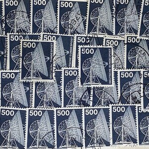 Stamp Art, Satellite, Communication, 500 Marks, Bundespost, gebruikte postzegels
