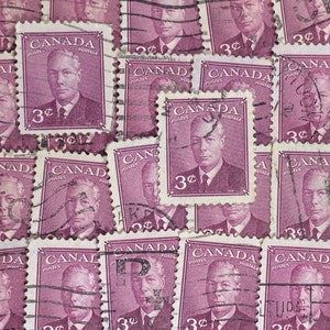 Stamp Art, Roxo, Rei George VI, Canadá, selos usados, 3 centavos