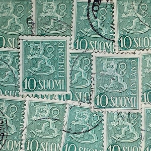 Stamp Art, Lion Brasão, 10 Marcas, Finlândia, selos usados
