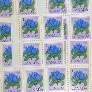 Stamp Art, Blaue Blumen, 1 Cent, Kanada, minze Briefmarken, 25 Stück