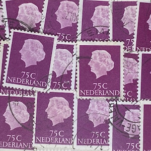 Stamp Art, Regina Queen Juliana, 75 centavos, Países Bajos, sellos usados