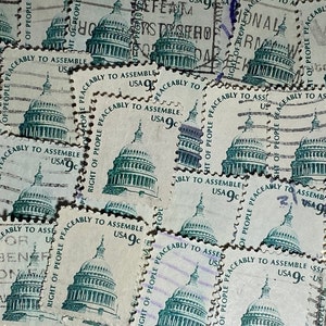 Stamp Art, Verde, Diritto delle persone di riunirsi pacificamente, 9 centesimi, USA, francobolli usati