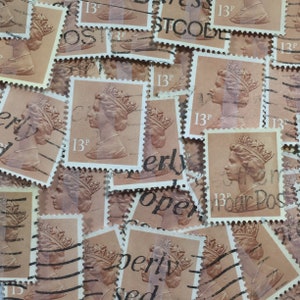 Arte de sellos, castaño pálido, reina Isabel II, Machin, Gran Bretaña, sellos usados, 13p