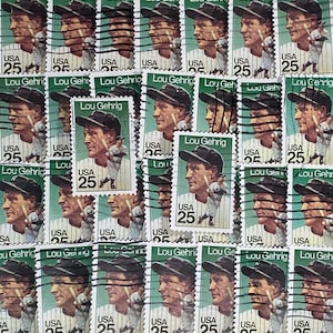 Stamp Art, Lou Gehrig, Baseball, 25 centesimi, USA, francobolli usati