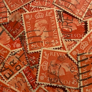 Stamp Art, Rojo, Rey Jorge VI, Gran Bretaña, 1 Decimal, sellos usados