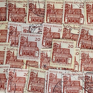 Stamp Art, Lorsch/Hessen, 20 mark, DDR, gebruikte postzegels