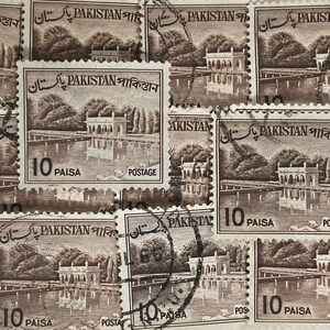 Stamp Art, Brown, SHALIMAR GARDENS, 10 Paisa, Pakistan, gebrauchter großer Briefmarken