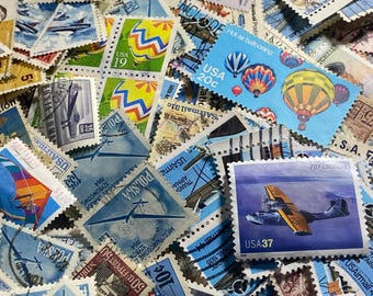 Vintage Topical Planes and Aviation Stamps - 100 Stamps - many duplicates 1960's - 1990's