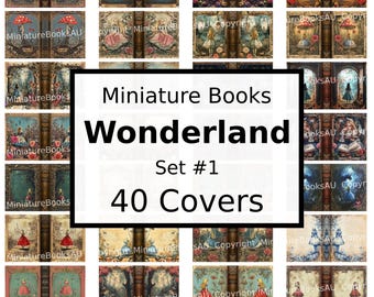 40 portadas de libros en miniatura del País de las Maravillas, libros descargables e imprimibles, set n.° 1