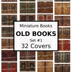 32 alte Miniatur-Buchumschläge, herunterladbare druckbare Bücher, Set #1