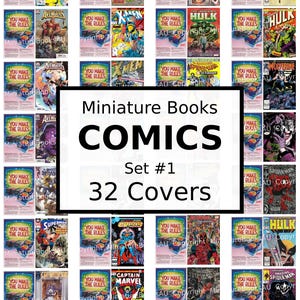 32 komiksy w miniaturze okładki, do pobrania, do wydrukowania książki, zestaw nr 1