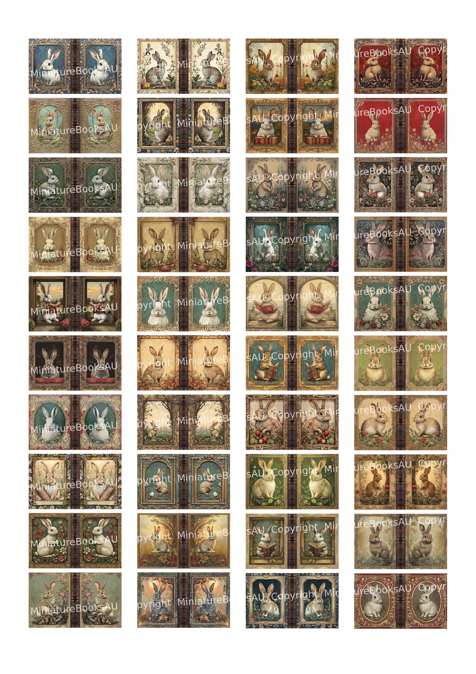 40 Rabbits Miniature Book Covers, Downloadable Printable Books, Set #1 ...