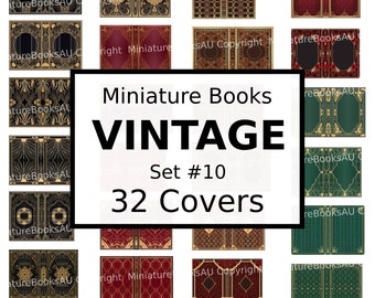 36 Vintage Miniature Book Covers, Downloadable Printable Books, Set #10
