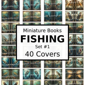 40 Fishing Miniature Book Covers, Downloadable Printable Books, Set #1