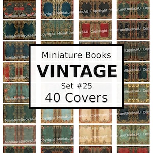 40 Vintage Miniature Book Covers, Downloadable Printable Books, Set #25