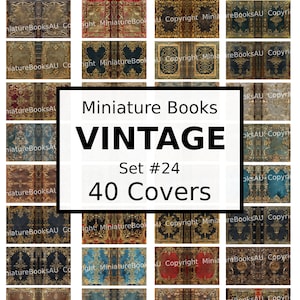 40 Vintage Miniature Book Covers, Downloadable Printable Books, Set #24