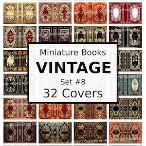 32 Vintage Miniatur-Buchumschläge, herunterladbare druckbare Bücher, Set # 8