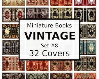 32 Vintage Miniatur-Buchumschläge, herunterladbare druckbare Bücher, Set # 8