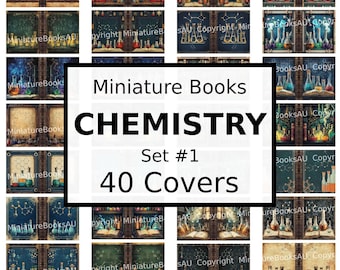 40 Chemistry Miniature Book Covers, Downloadable Printable Books, Set #1