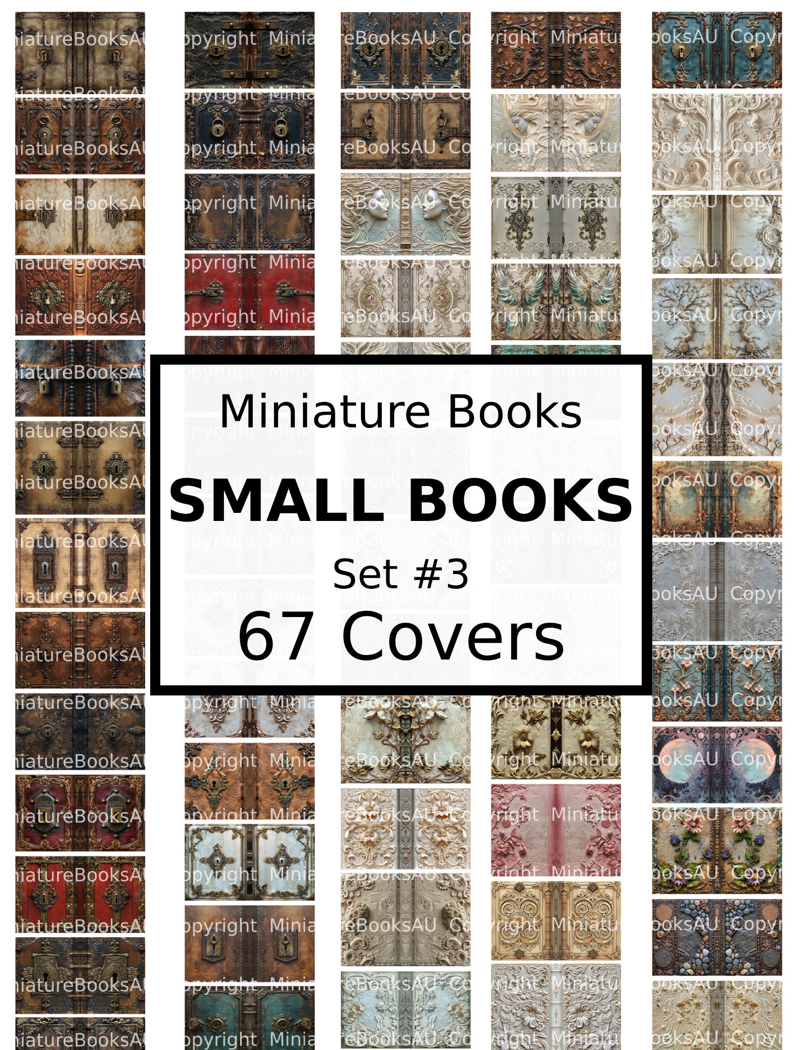 67 small miniature book covers, downloadable printable books, set