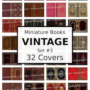 Set van 32 vintage miniatuurboekomslagen, downloadbare afdrukbare boeken, set #3