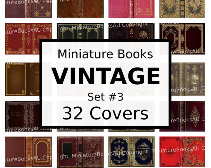 32 Vintage Miniature Book Covers, Downloadable Printable Books, Set 8 ...