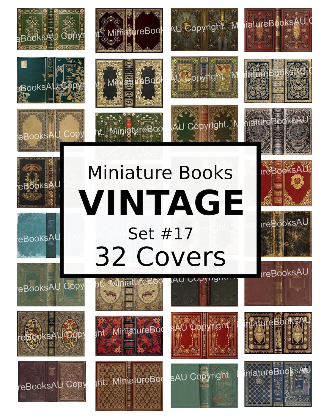 32 Vintage Miniature Book Covers Downloadable Printable Books Set #17