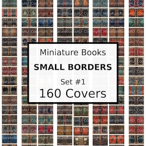 160 kleine Borders Miniatur Buchumschläge, herunterladbare druckbare Bücher, Set # 1