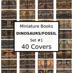 40 Dinosaurs / Fossil Miniature Book Covers, Downloadable Printable Books, Set #1