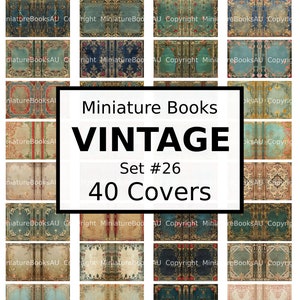 40 Vintage Miniature Book Covers, Downloadable Printable Books, Set #26