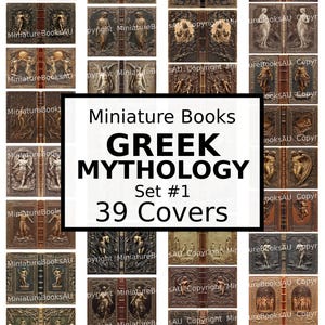 39 Greek Mythology Miniature Book Covers, Downloadable Printable Books, Set #1