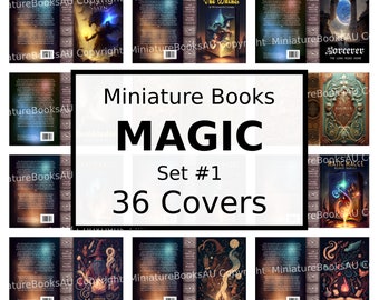 Set of 36 Magic Miniature Book Covers, Downloadable Printable Books, Set #1
