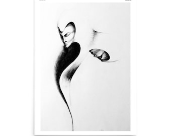 Conscience / Sub-Conscience Graphite Drawing Poster Print