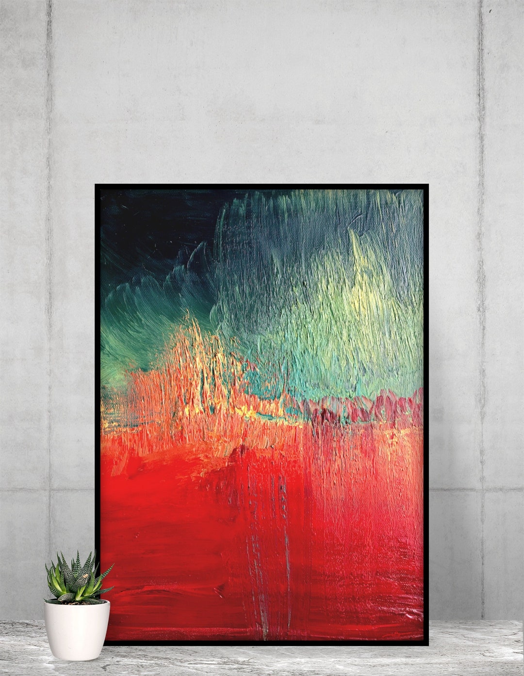 Red and Green Abstract Canvas Poster Print - Etsy