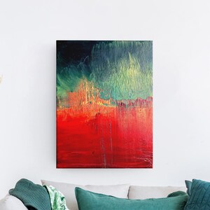 Red and Green Abstract Oil Painting Print on Canvas