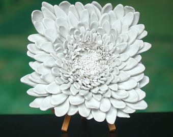 3D Chrysanthemum Flower Wall Tile - Textured Floral Sculpture