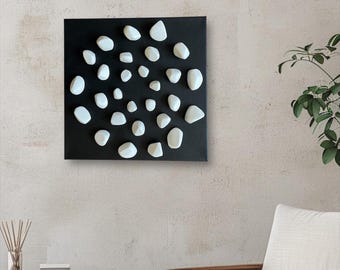 Minimalist Zen Wall Art - 3D Clay Stones on Canvas