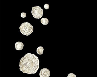 Handgemaakte klei set ranonkelbloemen – bloemensculptuur, 15-delig