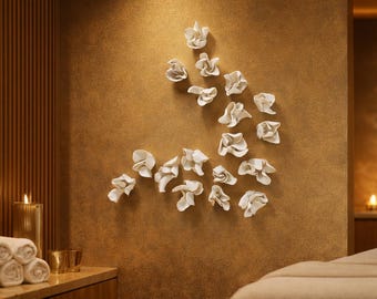 Handmade Clay Azalea Flower Set – Floral Sculpture, 19 Piece