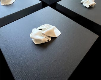 Hand-Sculpted White Abstract Wall Art - Modern Minimalist Set of 9