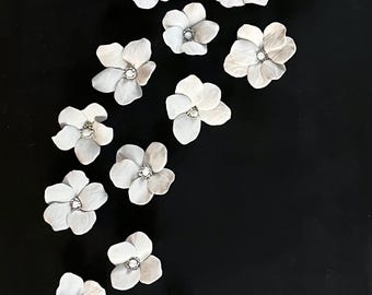 Handmade Clay Magnolia Wall Flower Set – 3D Romantic Art, Set of 21 Flowers